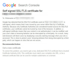 Google Search Console self signed SSL
